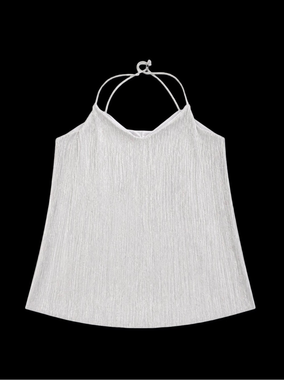 Express Silver Metallic Halter Camisole